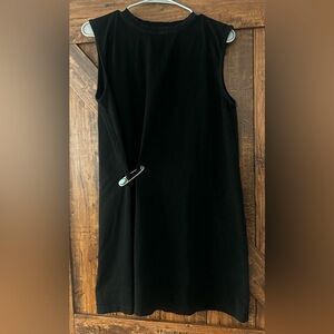 Double D Ranch Black Cotton Mini Dress with Turquoise Safety Pin